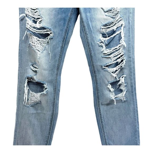 American Eagle Jeans Womens 2 Blue Distressed Button Fly Mid Rise Basic Classic - Picture 6 of 16